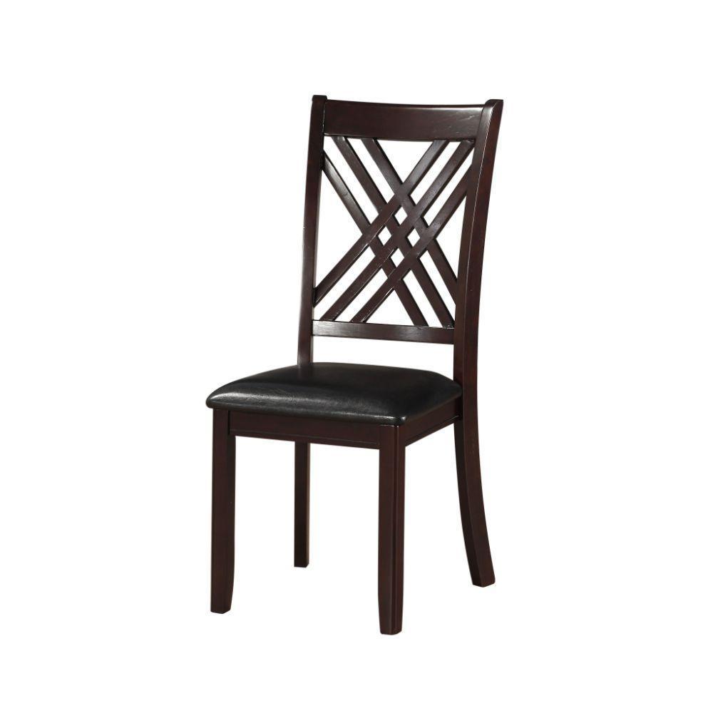 ACME Katrien Side Chair (Set-2), Black PU & Espresso FredCo