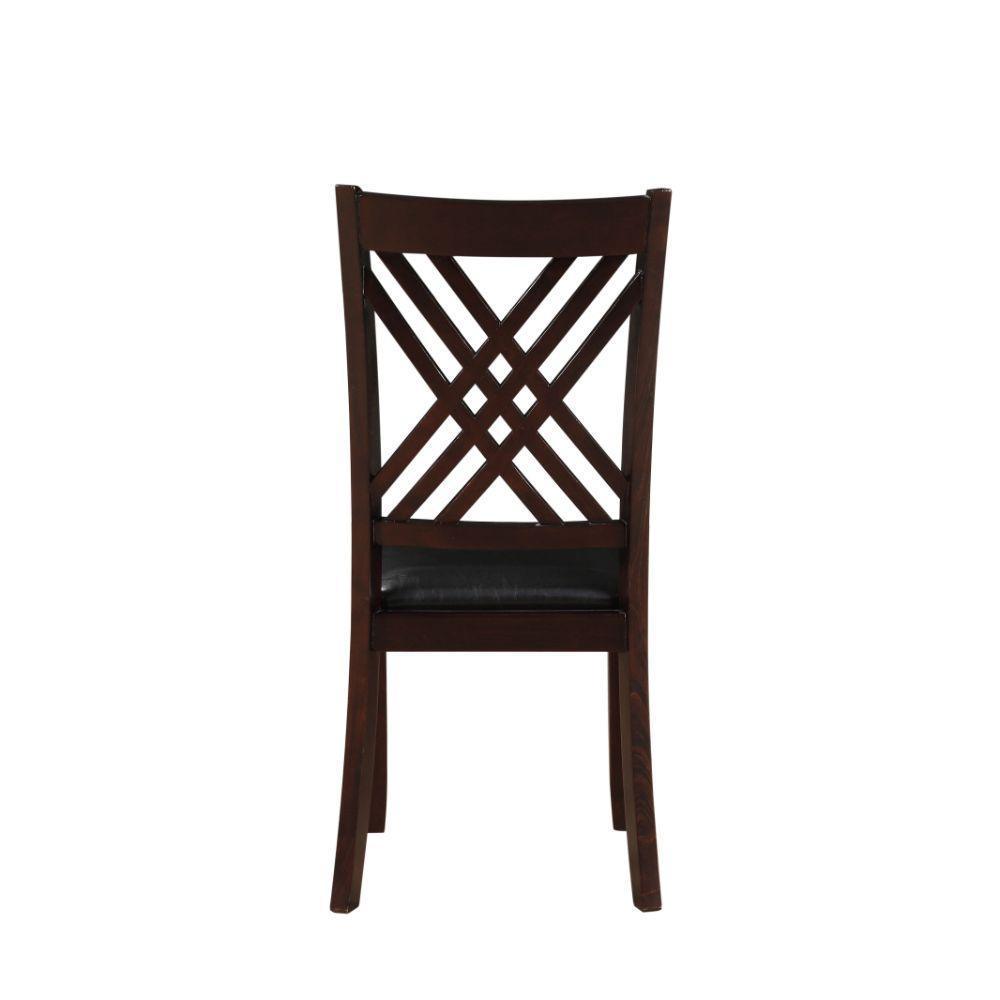 ACME Katrien Side Chair (Set-2), Black PU & Espresso FredCo