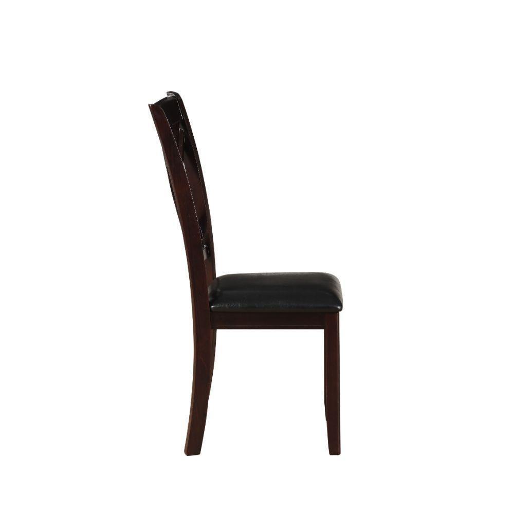 ACME Katrien Side Chair (Set-2), Black PU & Espresso FredCo