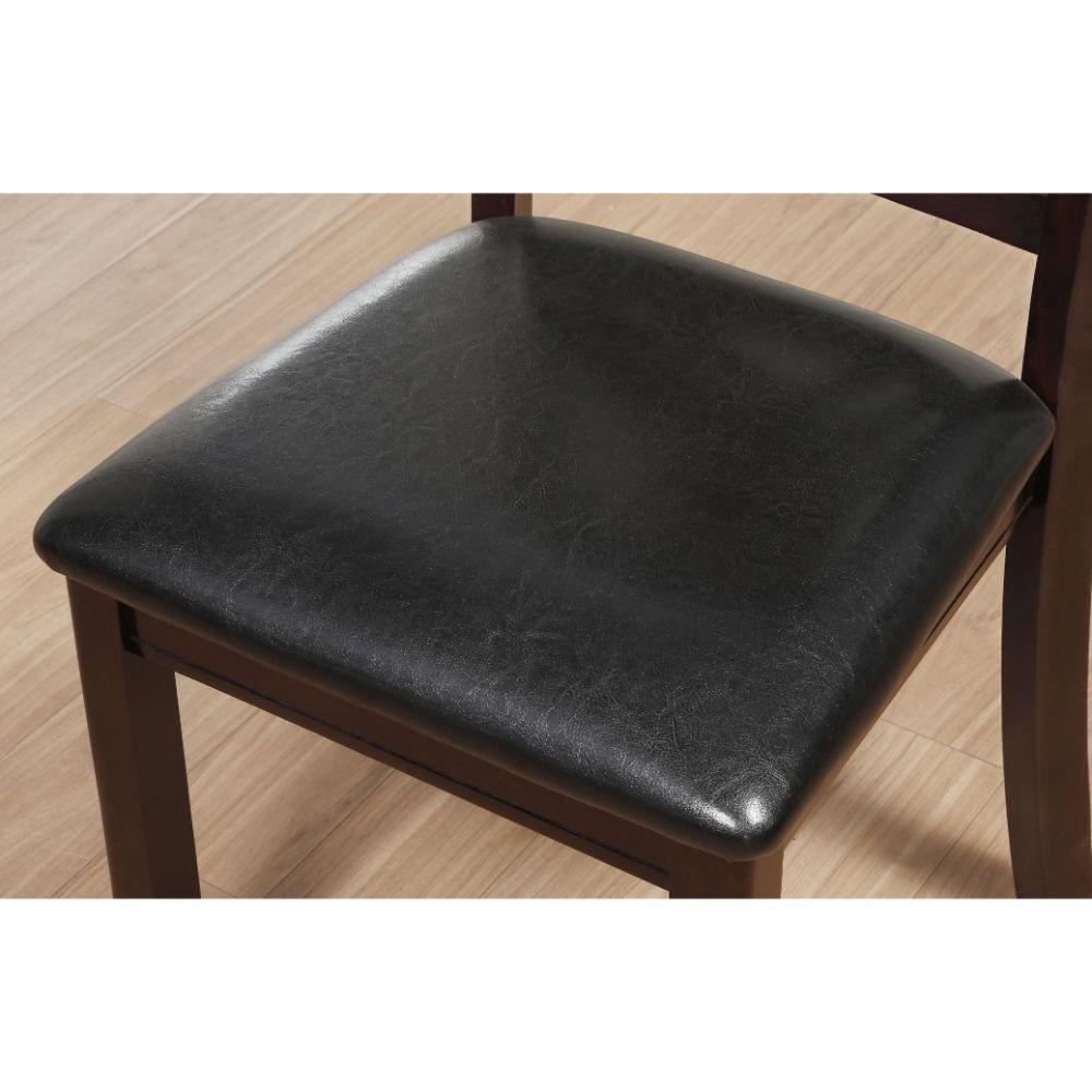 ACME Katrien Side Chair (Set-2), Black PU & Espresso FredCo