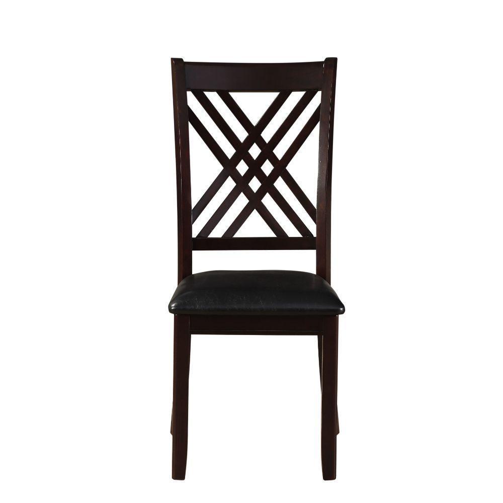 ACME Katrien Side Chair (Set-2), Black PU & Espresso FredCo