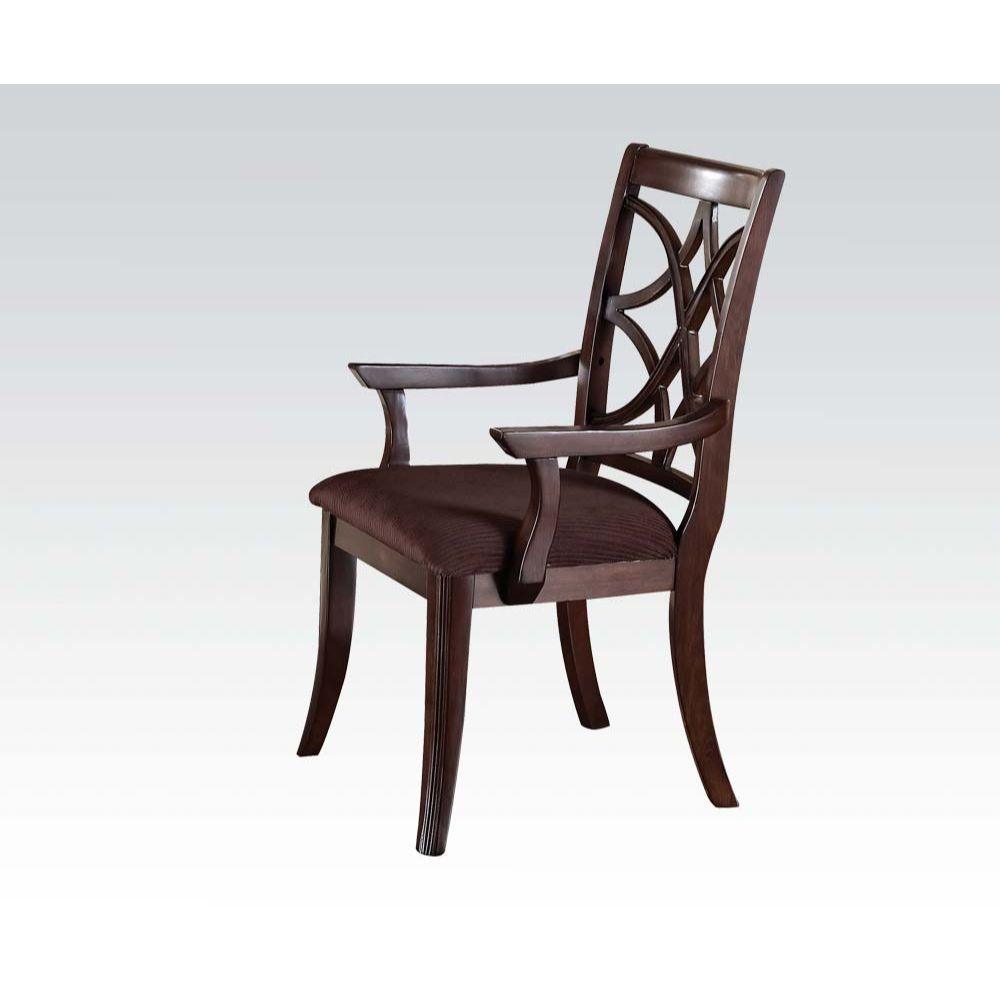 ACME Keenan Arm Chair (Set-2), Dark Walnut & Brown MFB FredCo