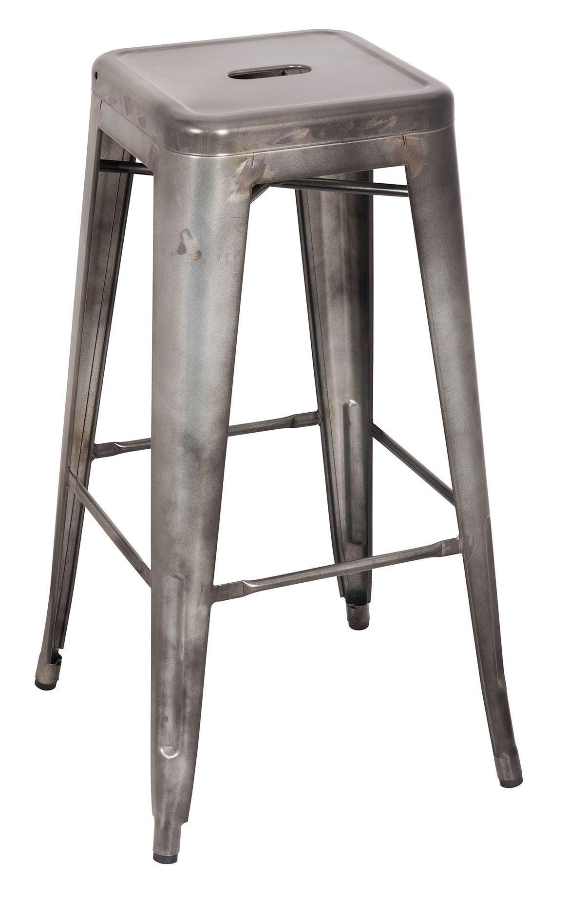 ACME Kiara Bar Stool (Set-2), Antique Silver, 30" Seat Height FredCo