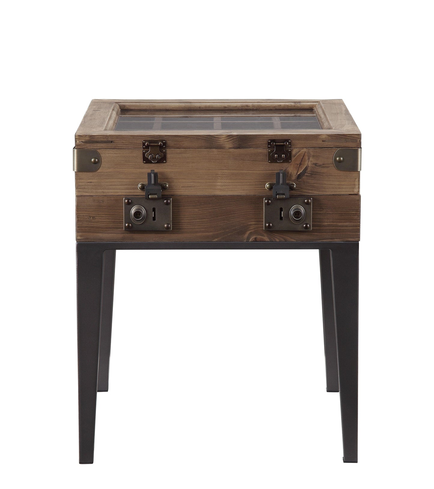 ACME Kolin Accent Table, Rustic Oak & Matte Gray FredCo