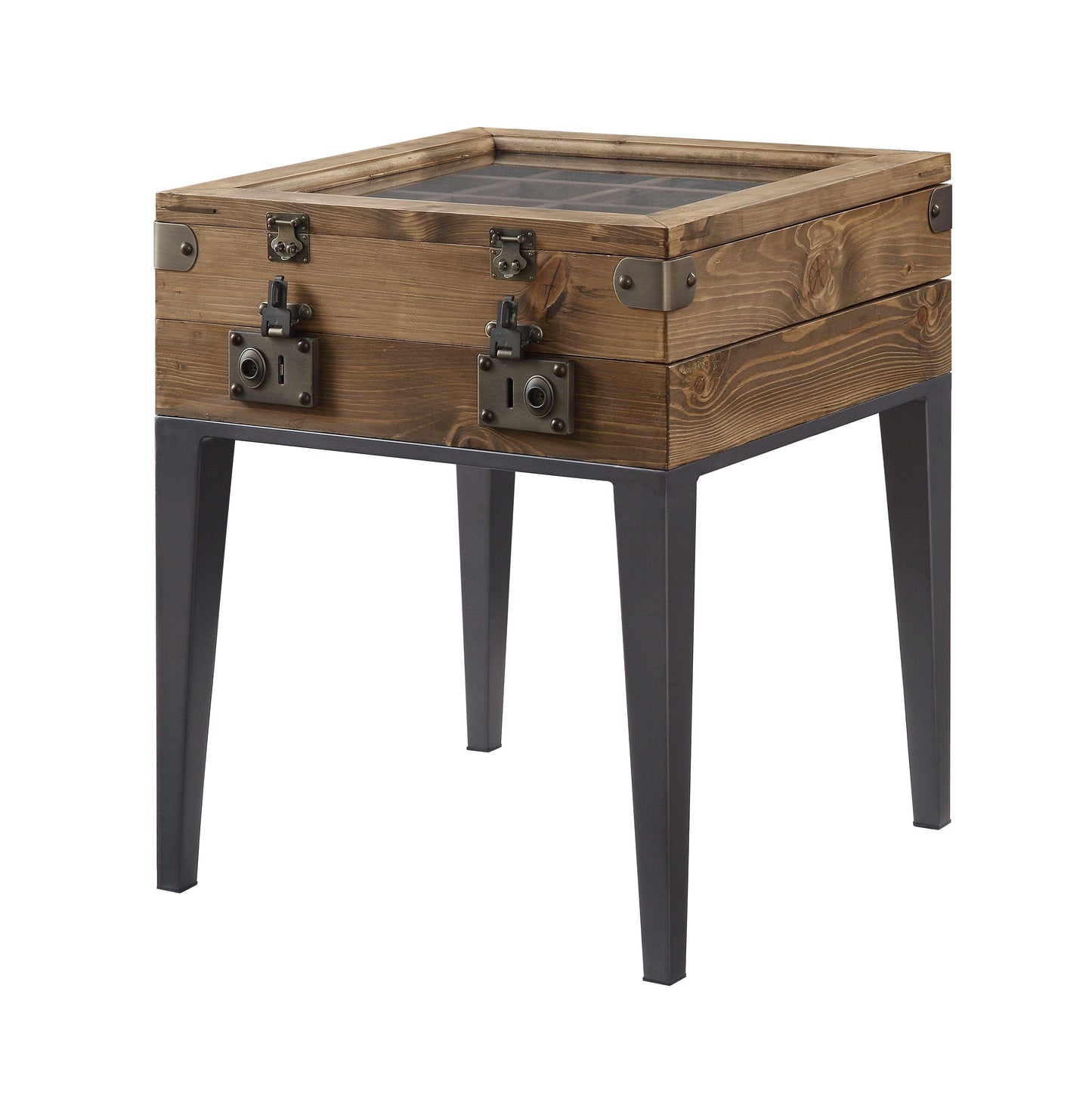 ACME Kolin Accent Table, Rustic Oak & Matte Gray FredCo