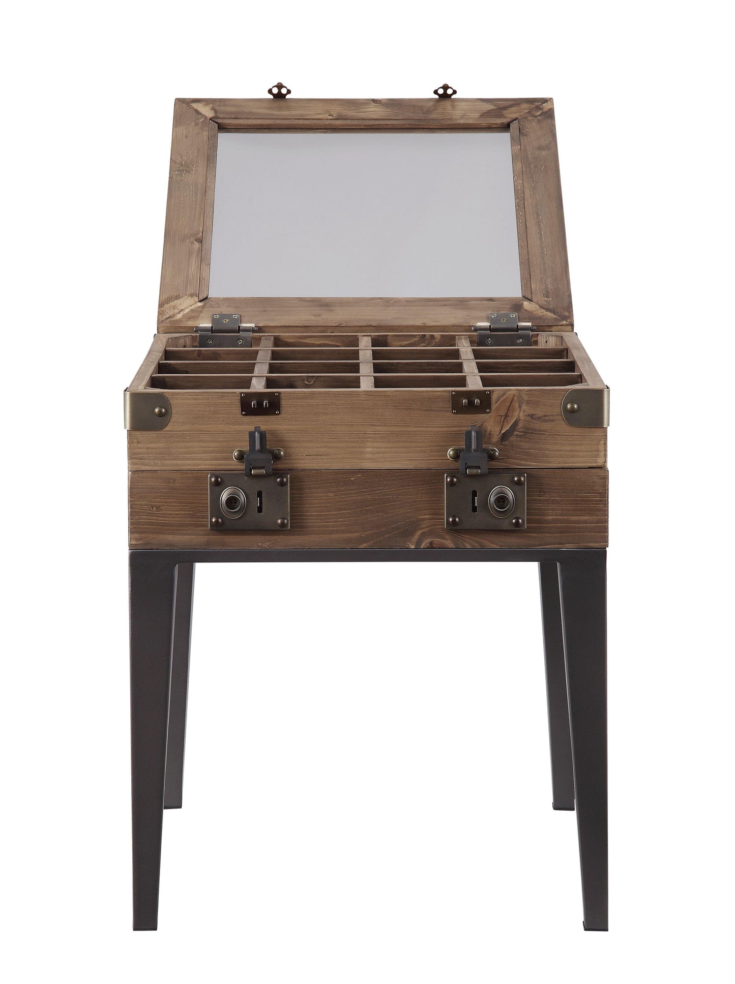 ACME Kolin Accent Table, Rustic Oak & Matte Gray FredCo