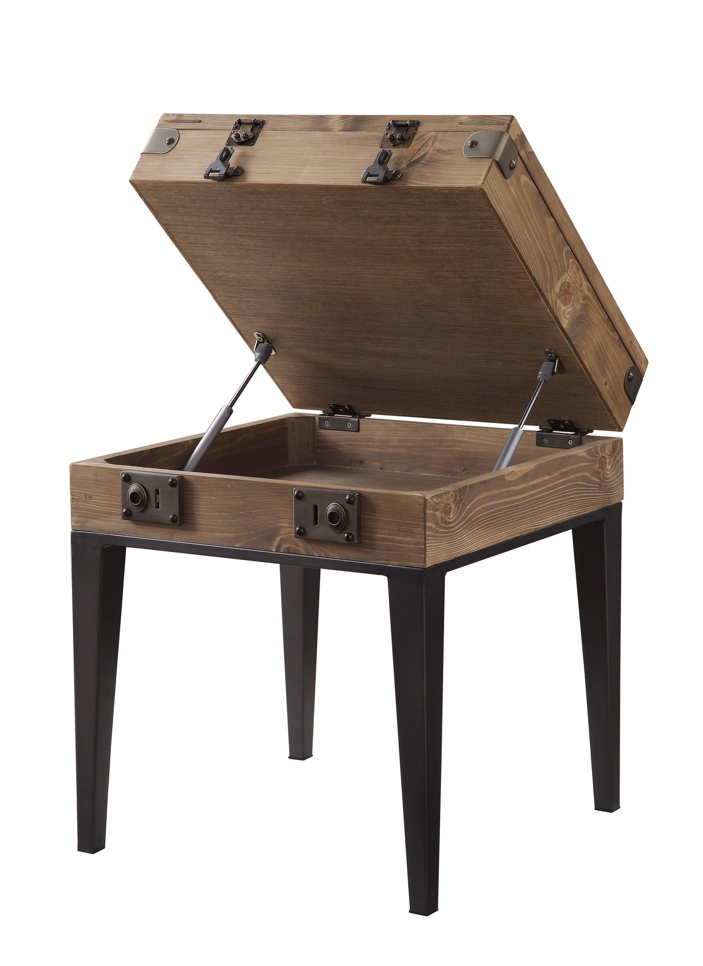 ACME Kolin Accent Table, Rustic Oak & Matte Gray FredCo