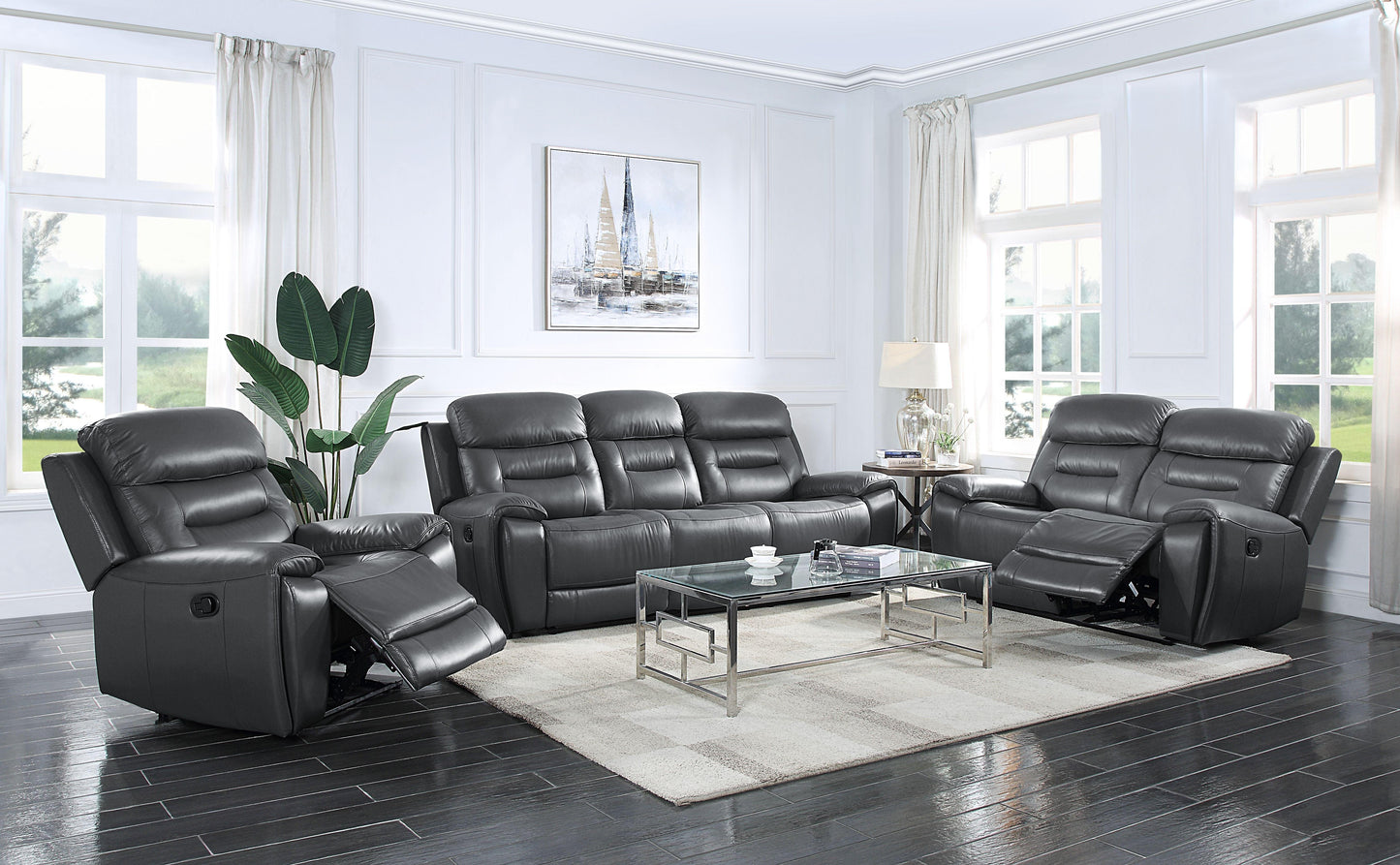 ACME Lamruil Motion Loveseat, Gray Top Grain Leather FredCo
