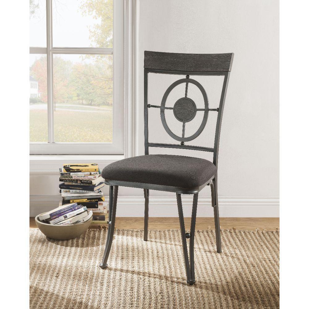 ACME Landis Side Chair (Set-2), Fabric & Gunmetal FredCo