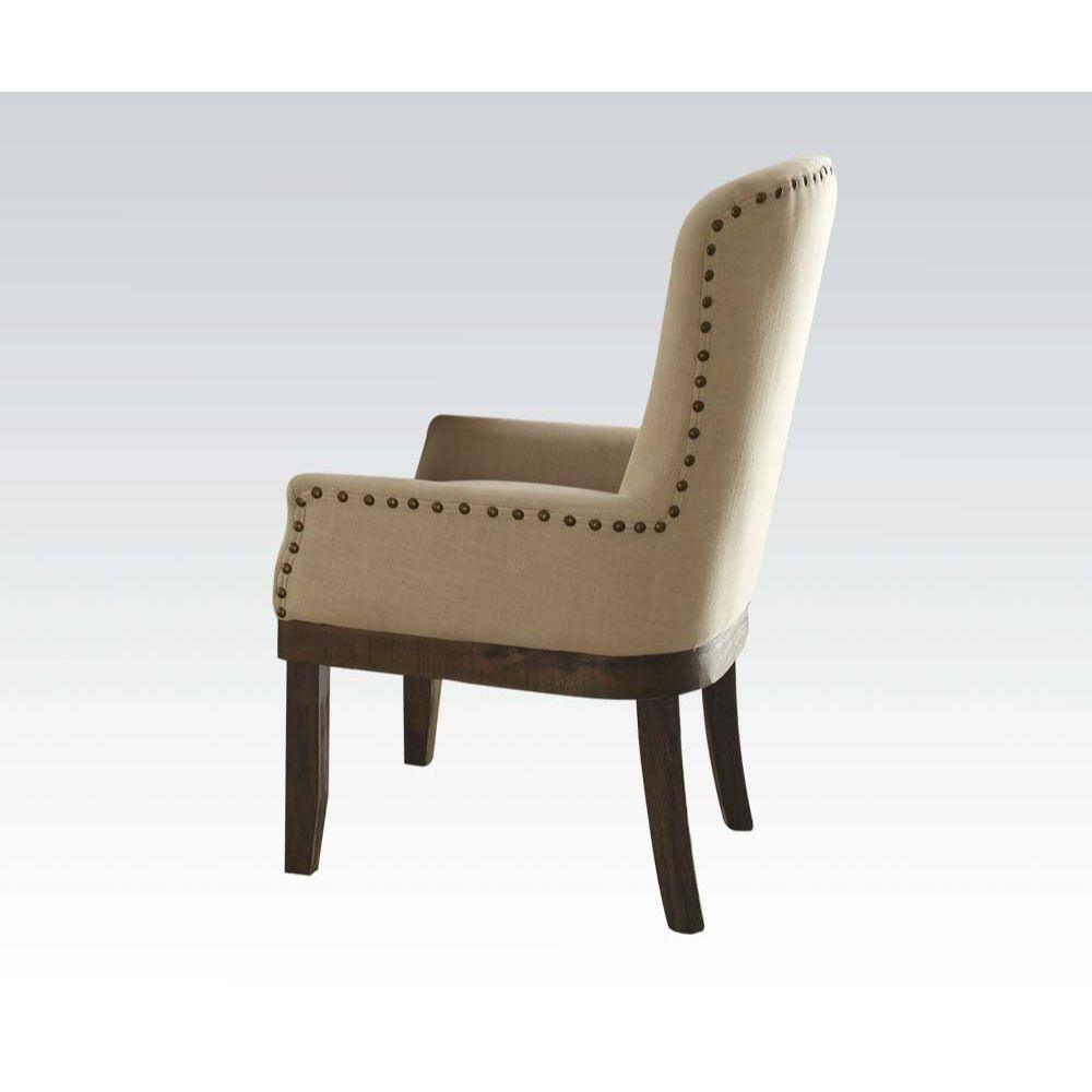 ACME Landon Arm Chair (1Pc), Beige Linen & Brown FredCo