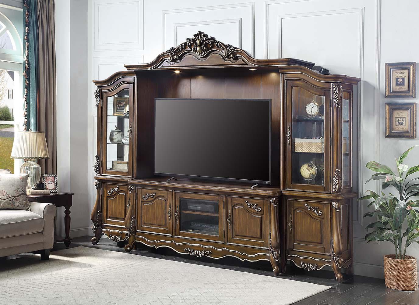 ACME Latisha Entertainment Center, Antique Oak Finish FredCo
