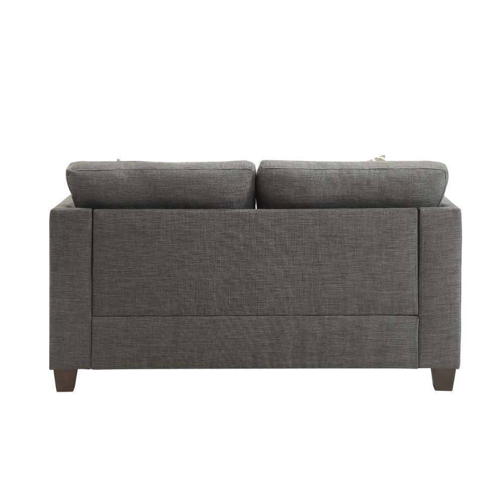 ACME Laurissa Loveseat w/4 Pillows, Light Charcoal Linen FredCo