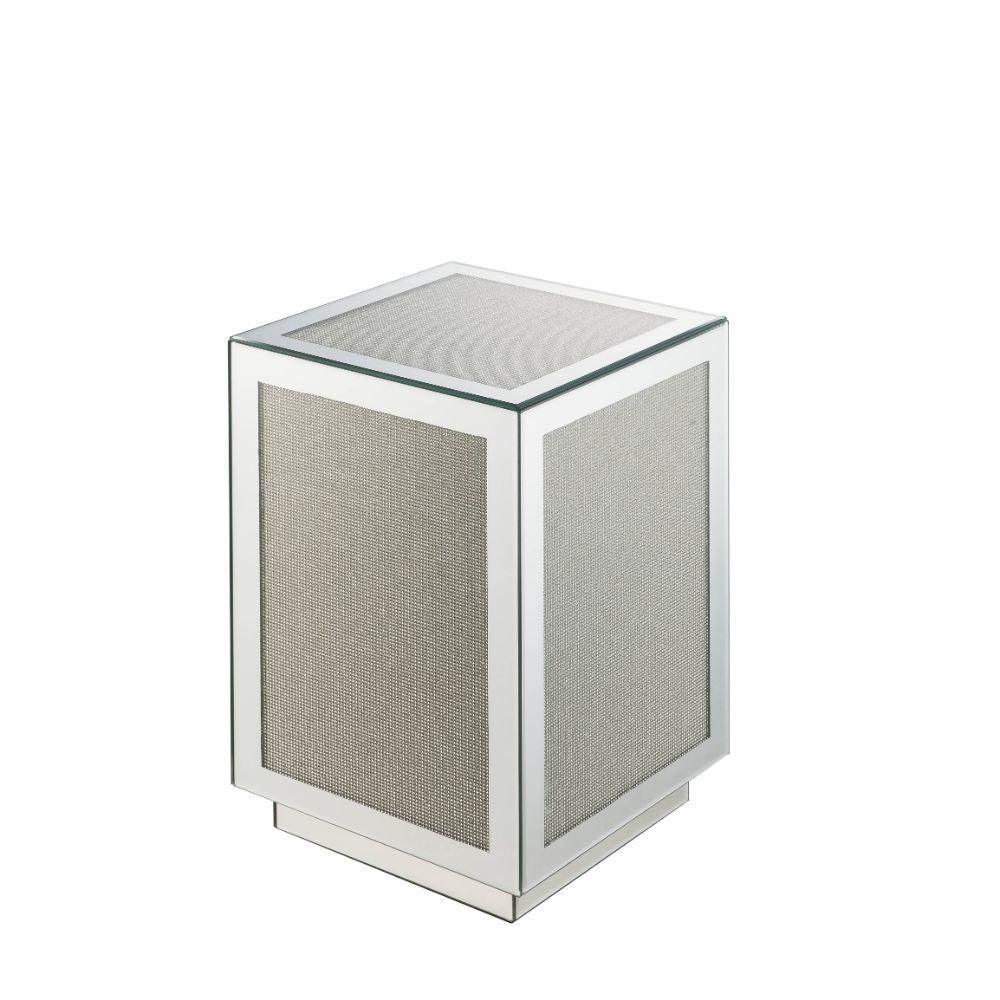 ACME Lavina Accent Table, Mirrored & Faux Diamonds FredCo