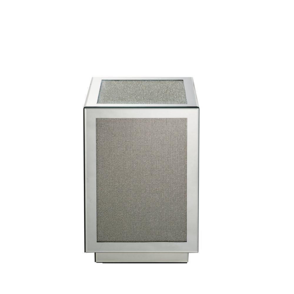 ACME Lavina Accent Table, Mirrored & Faux Diamonds FredCo