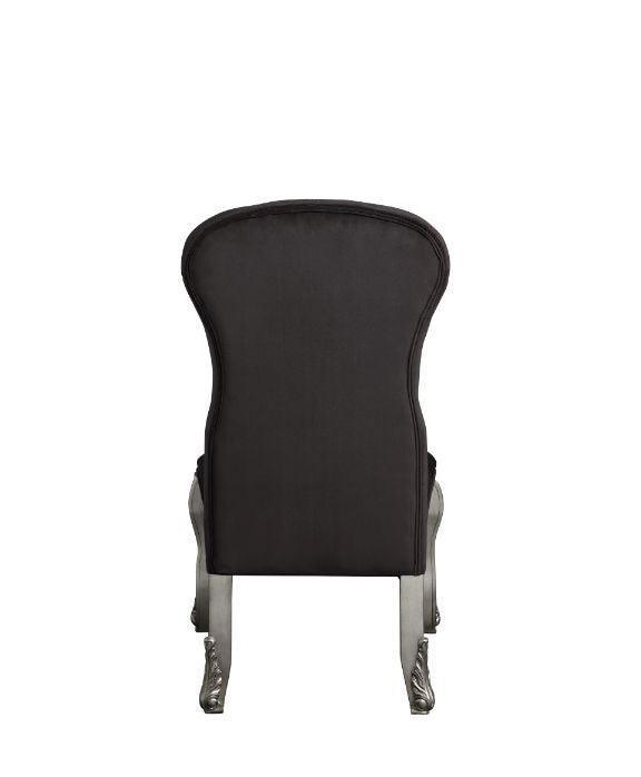 ACME Leonora Side Chair, Deep Taupe Fabric & Vintage Platinum Finish FredCo