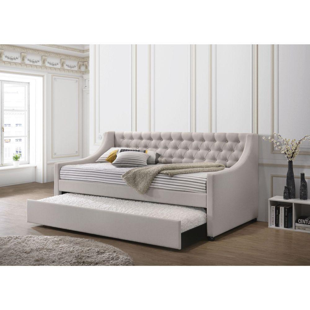 ACME Lianna Daybed & Trundle (Twin Size), Fog Fabric FredCo