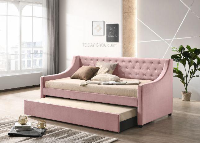 ACME Lianna Twin Daybed & Trundle, Pink Velvet FredCo