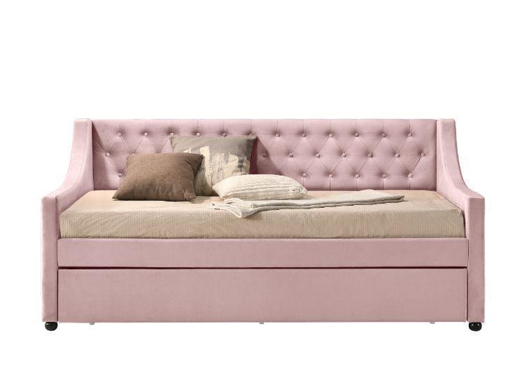 ACME Lianna Twin Daybed & Trundle, Pink Velvet FredCo