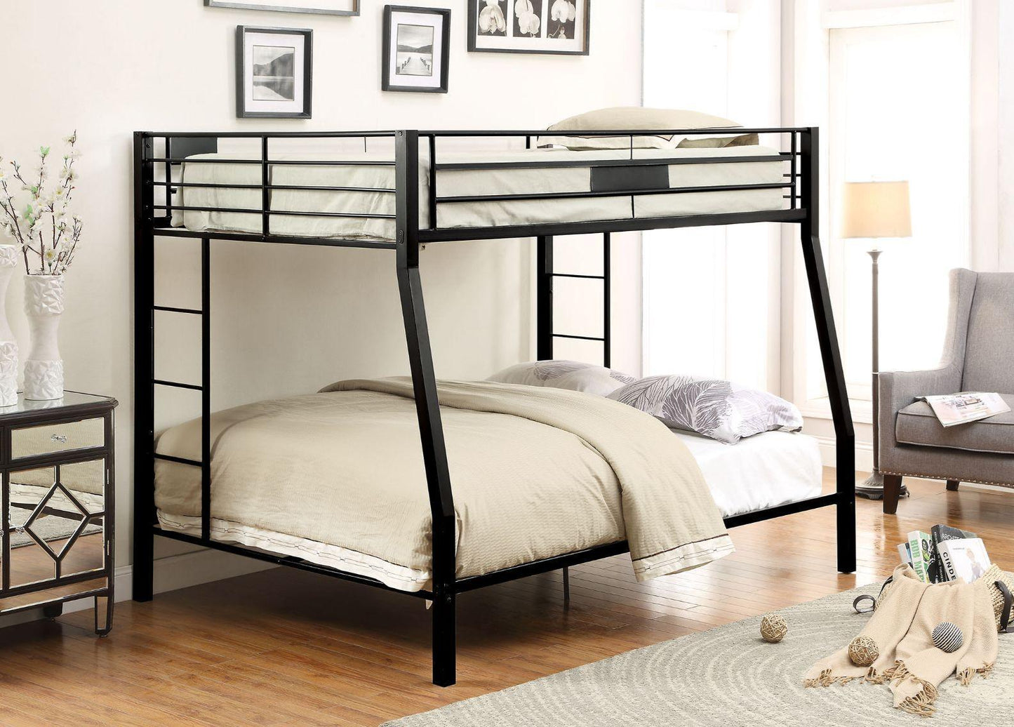 ACME Limbra Full XL/Queen Bunk Bed, Sandy Black 38005 FredCo