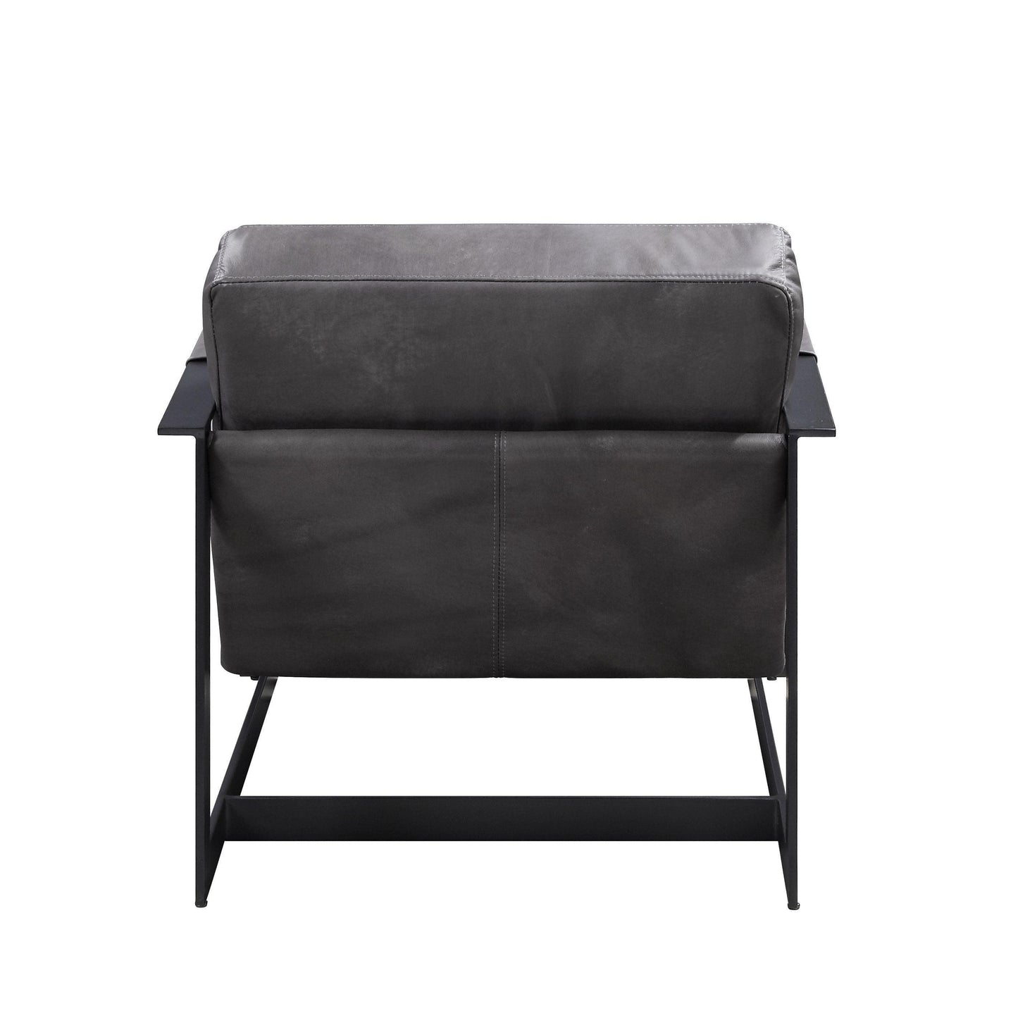 ACME Locnos Accent Chair, Gray Top Grain Leather & Black Finish FredCo