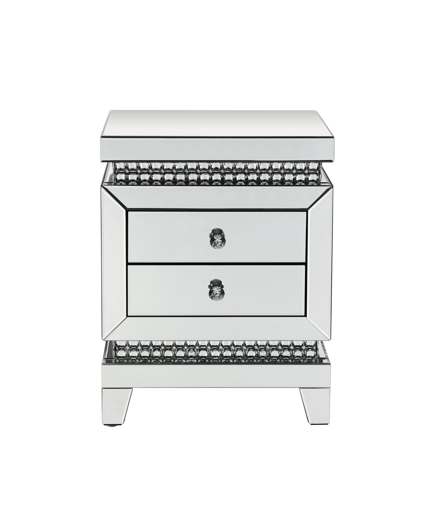 ACME Lotus Accent Table, Mirrored & Faux Crystals Inlay FredCo