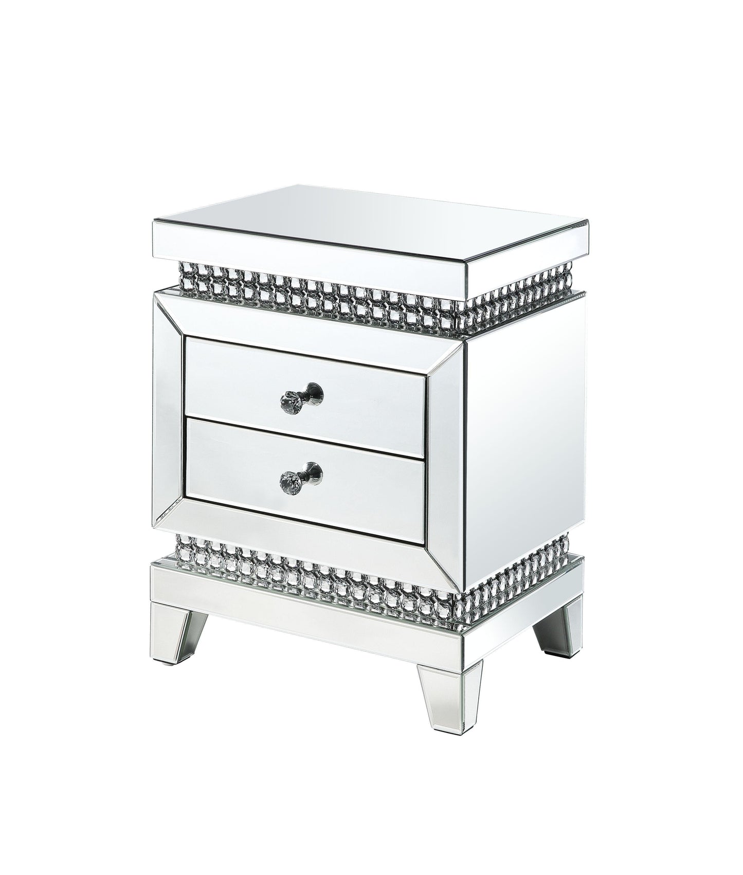 ACME Lotus Accent Table, Mirrored & Faux Crystals Inlay FredCo
