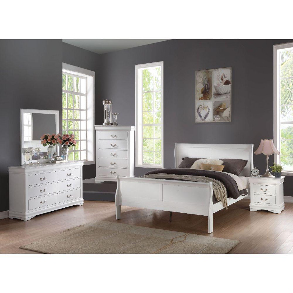 ACME Louis Philippe Eastern King Bed, White 23827EK FredCo