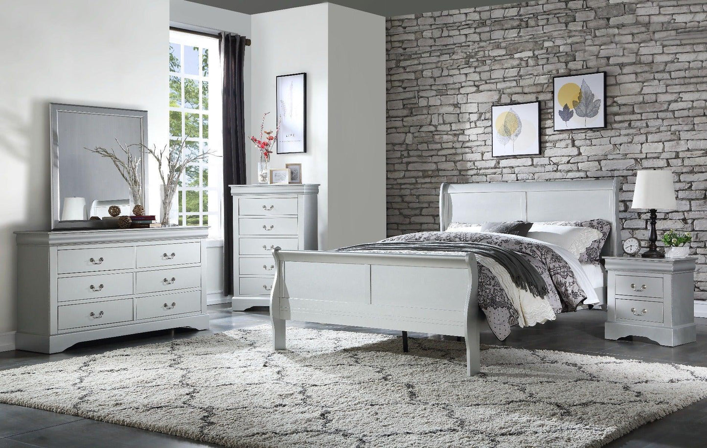 ACME Louis Philippe Full Bed, Platinum 26745F FredCo