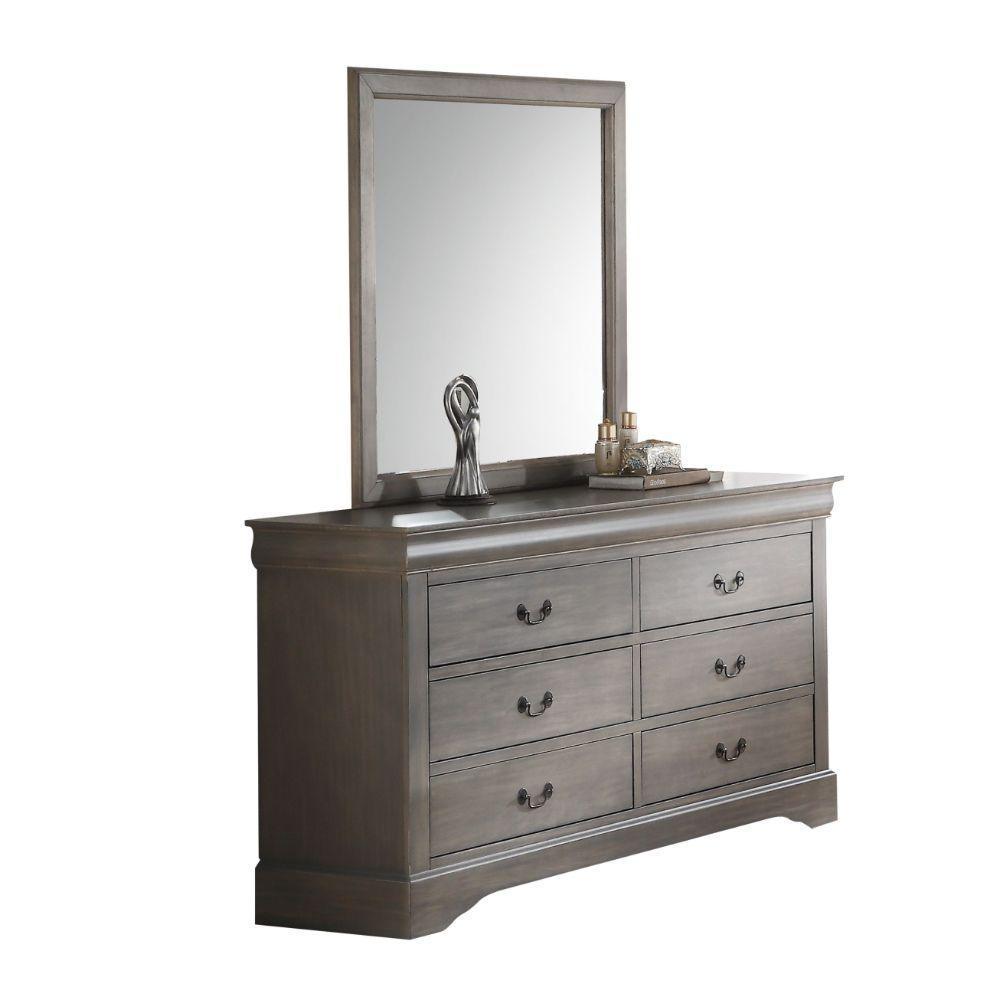 ACME Louis Philippe III Mirror, Antique Gray FredCo