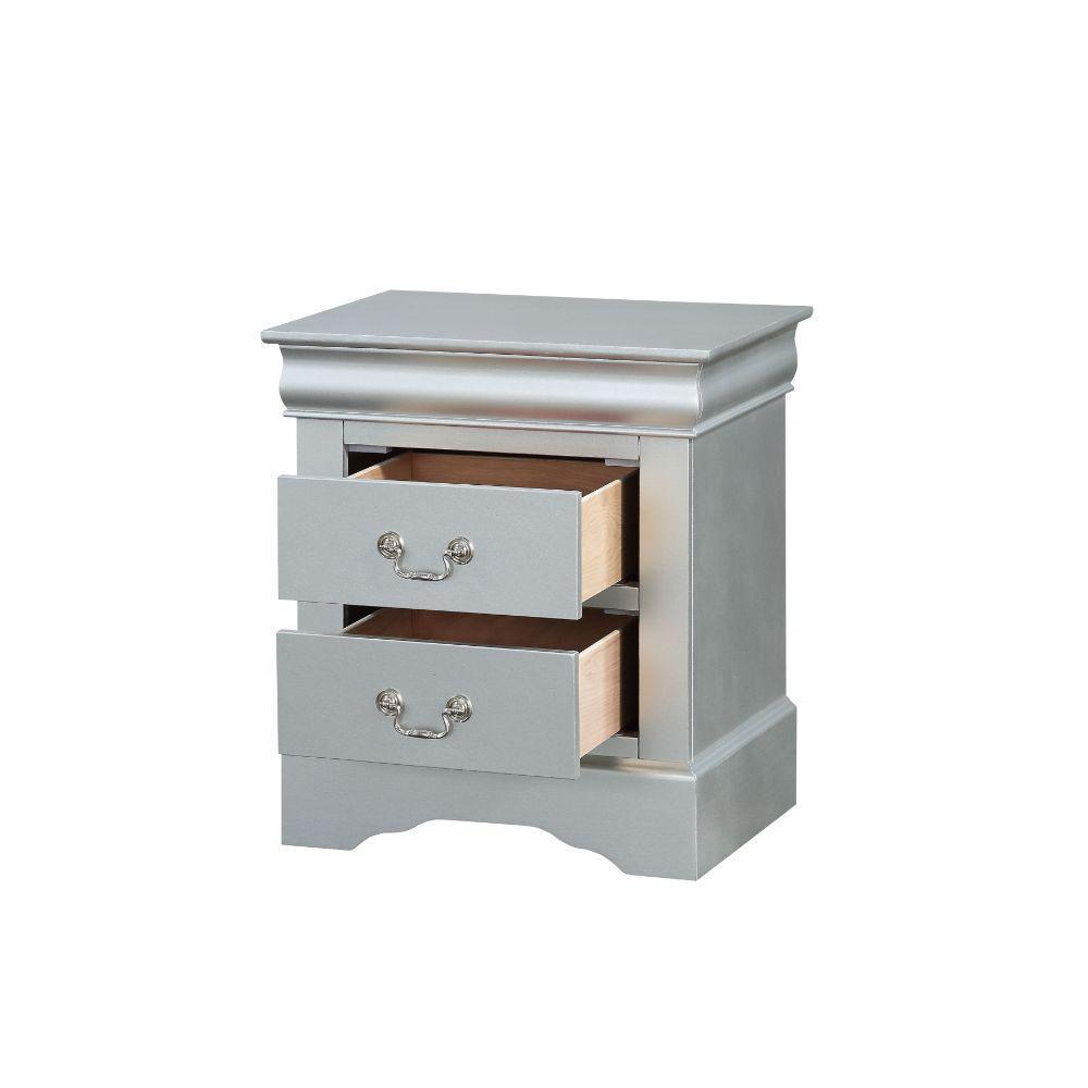 ACME Louis Philippe Nightstand, Platinum FredCo