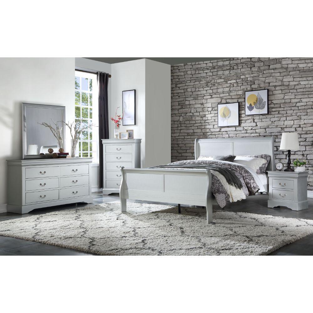 ACME Louis Philippe Queen Bed, Platinum 26730Q FredCo