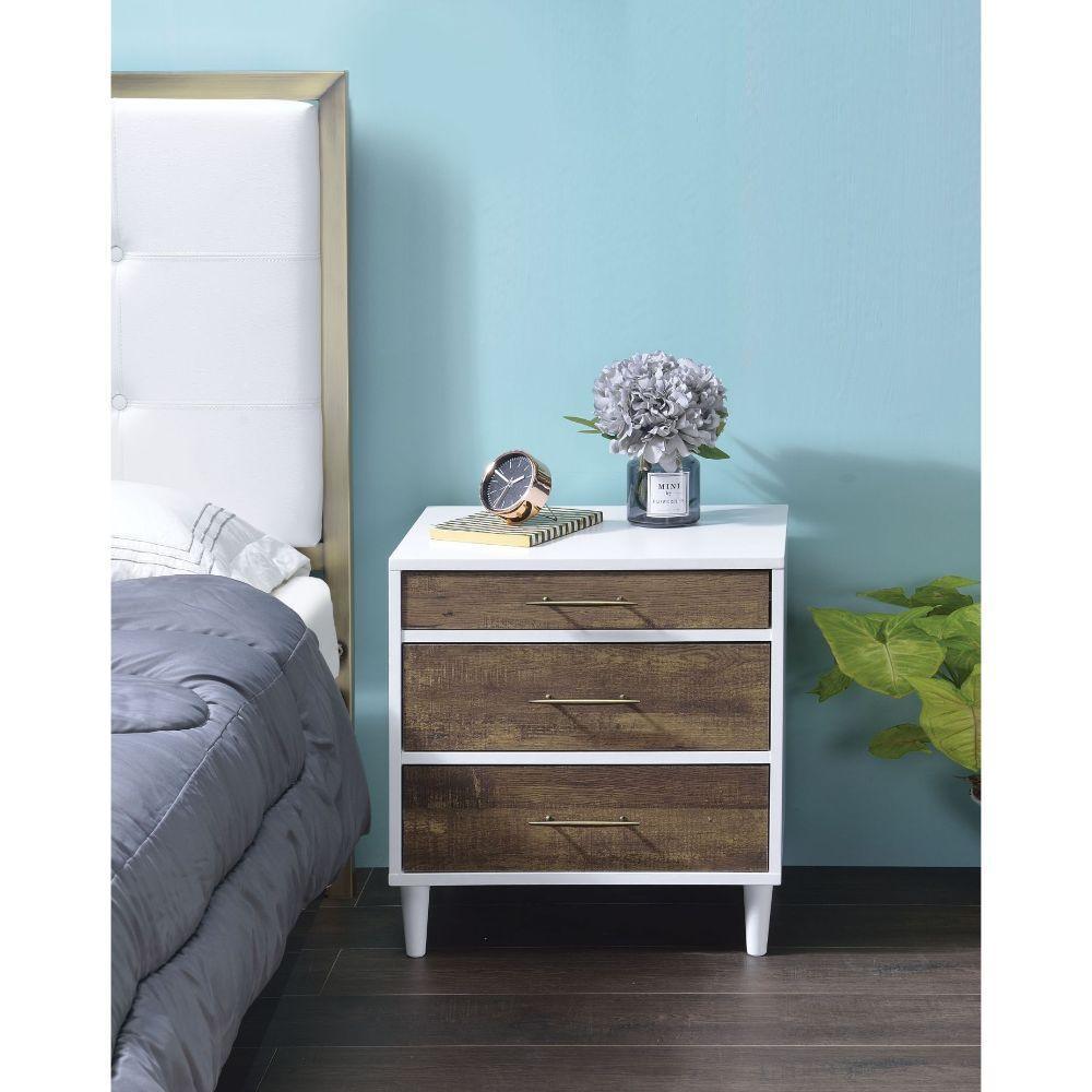 ACME Lurel Accent Table, White & Weathered Oak FredCo