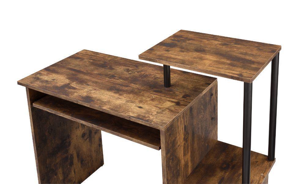 ACME Lyphre Computer Desk, Weathered Oak & Black Finish FredCo