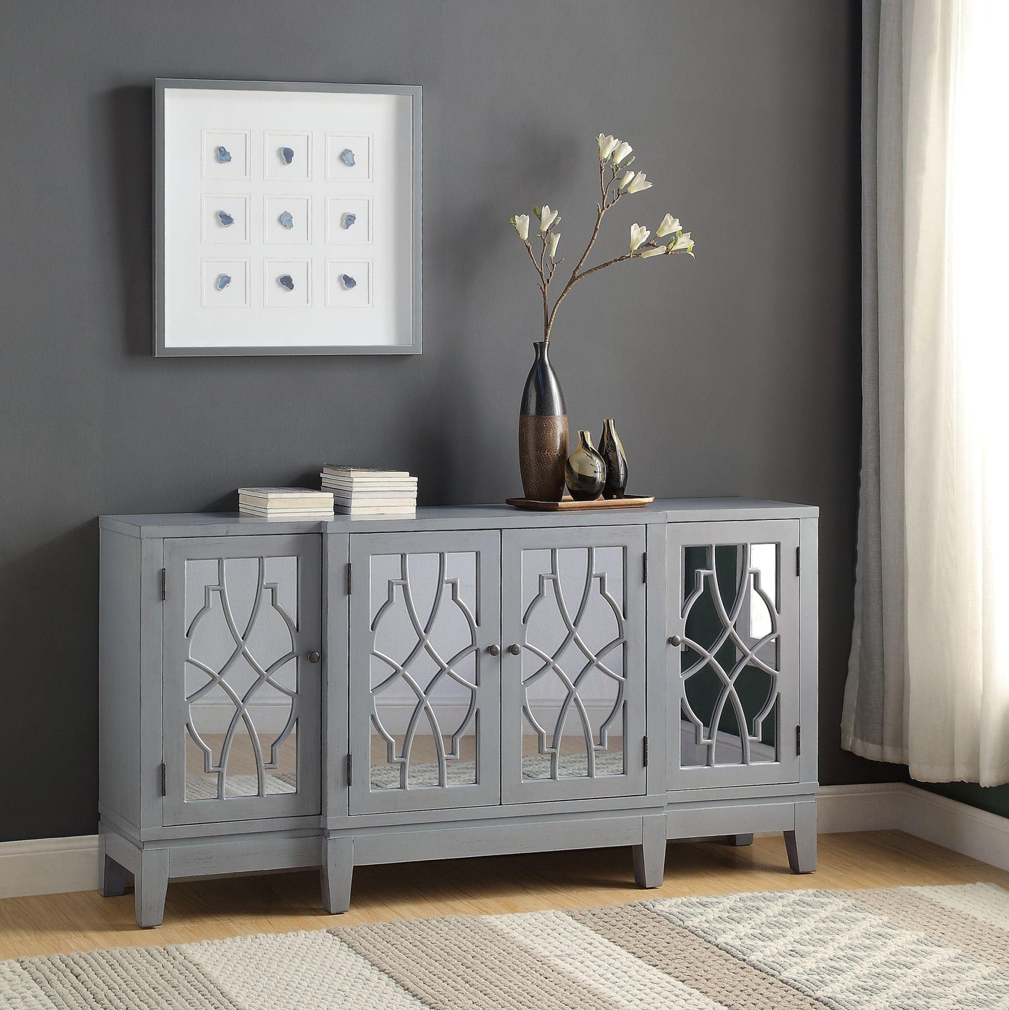 ACME Magdi Console Table, Antique Gray Finish FredCo