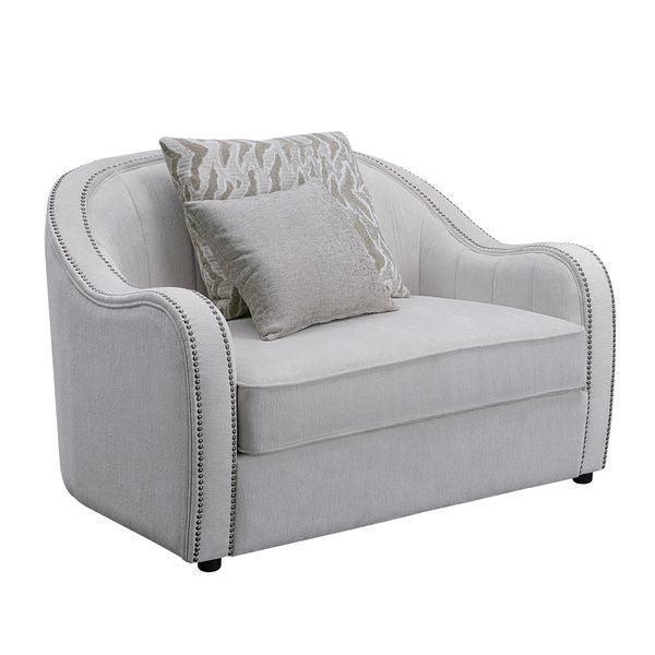 ACME Mahler Chair 2 Pillows, Beige Linen FredCo