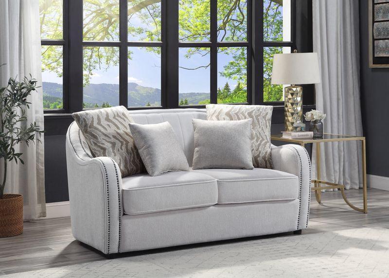 ACME Mahler Loveseat 4 Pillows, Beige Linen FredCo