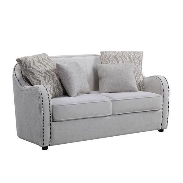 ACME Mahler Loveseat 4 Pillows, Beige Linen FredCo