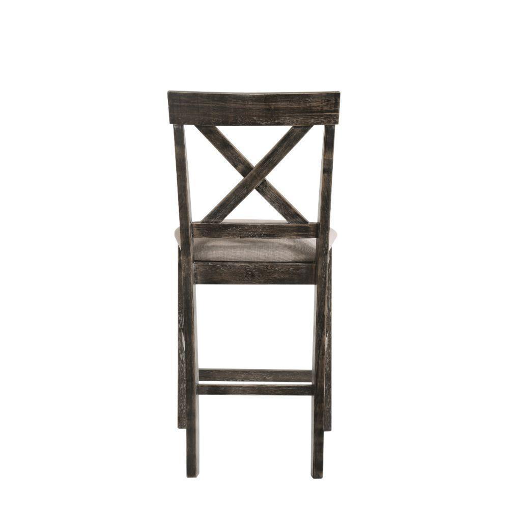 ACME Martha II Counter Height Chair (Set-2), Tan Linen & Weathered Gray FredCo