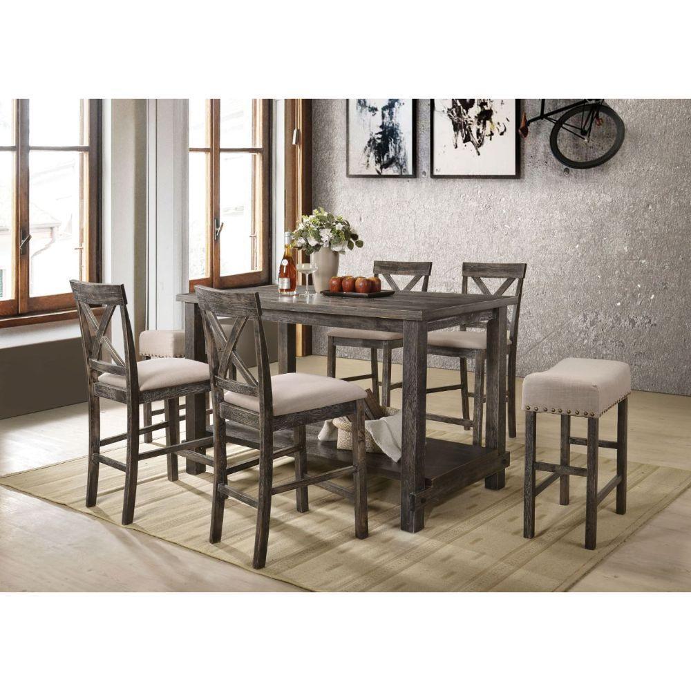 ACME Martha II Counter Height Table, Weathered Gray FredCo