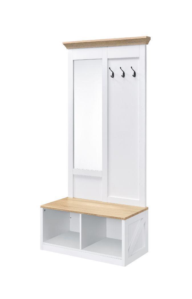 ACME Melati Hall Tree, Light Oak & White Finish FredCo