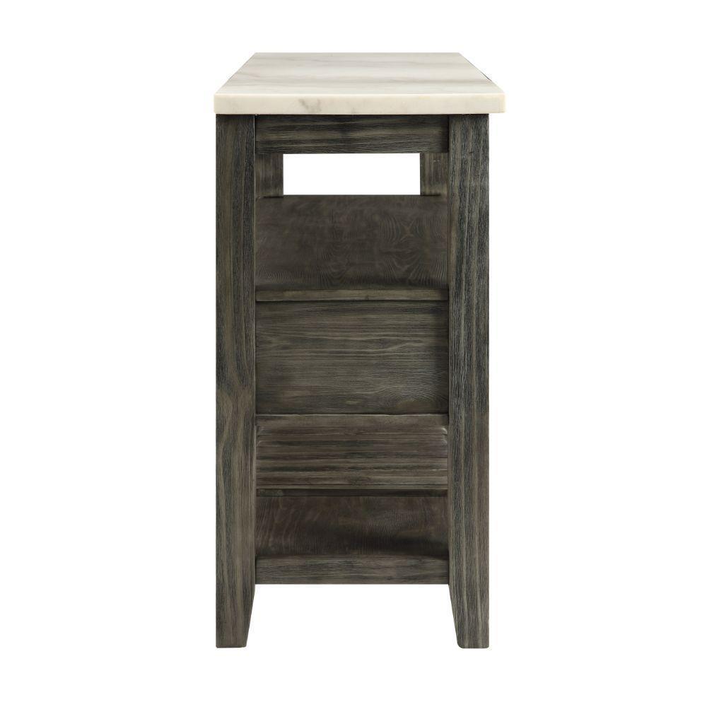 ACME Merel Server, White Marble & Gray Oak FredCo
