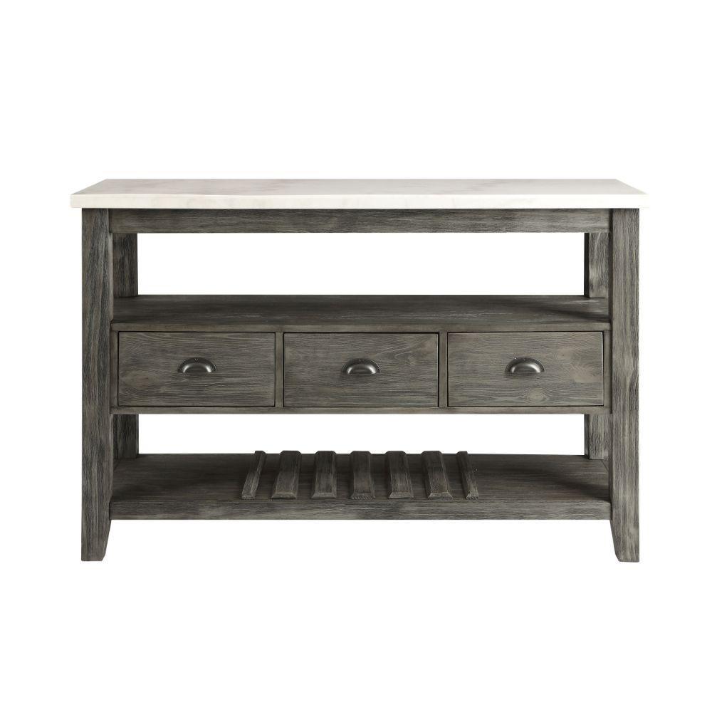 ACME Merel Server, White Marble & Gray Oak FredCo