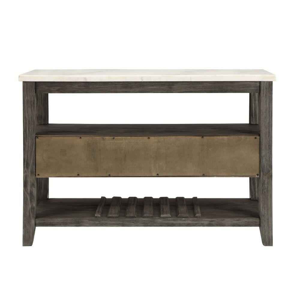 ACME Merel Server, White Marble & Gray Oak FredCo