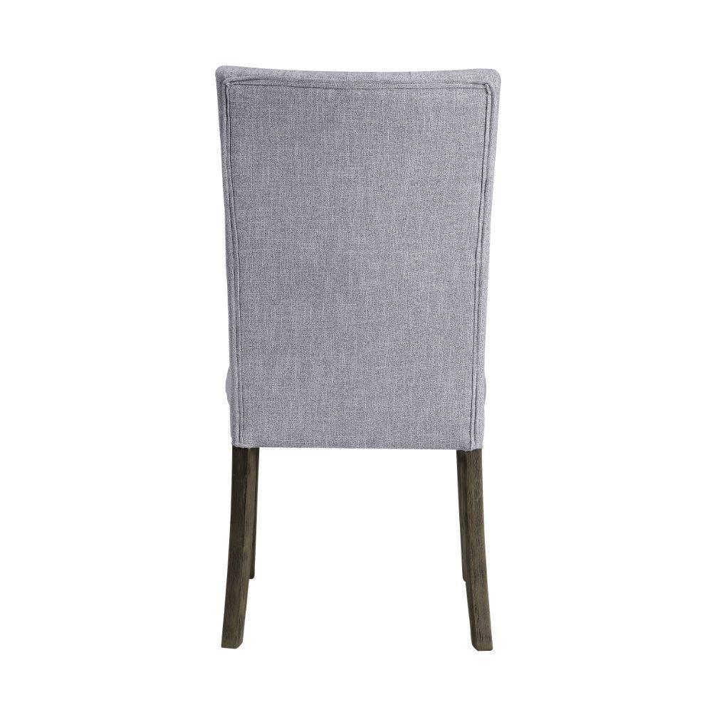 ACME Merel Side Chair (Set-2), Gray Linen & Gray Oak FredCo