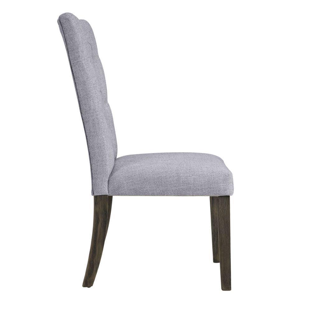 ACME Merel Side Chair (Set-2), Gray Linen & Gray Oak FredCo