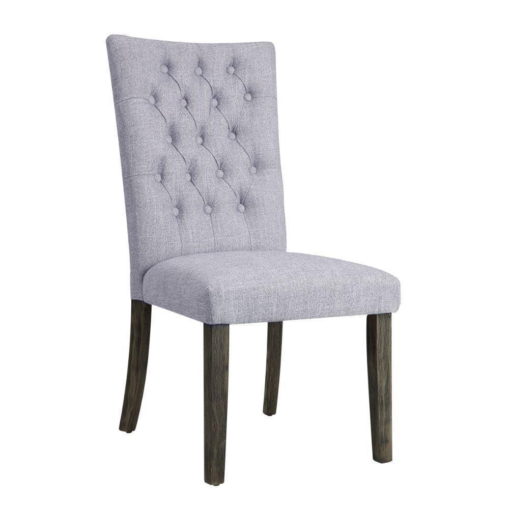 ACME Merel Side Chair (Set-2), Gray Linen & Gray Oak FredCo