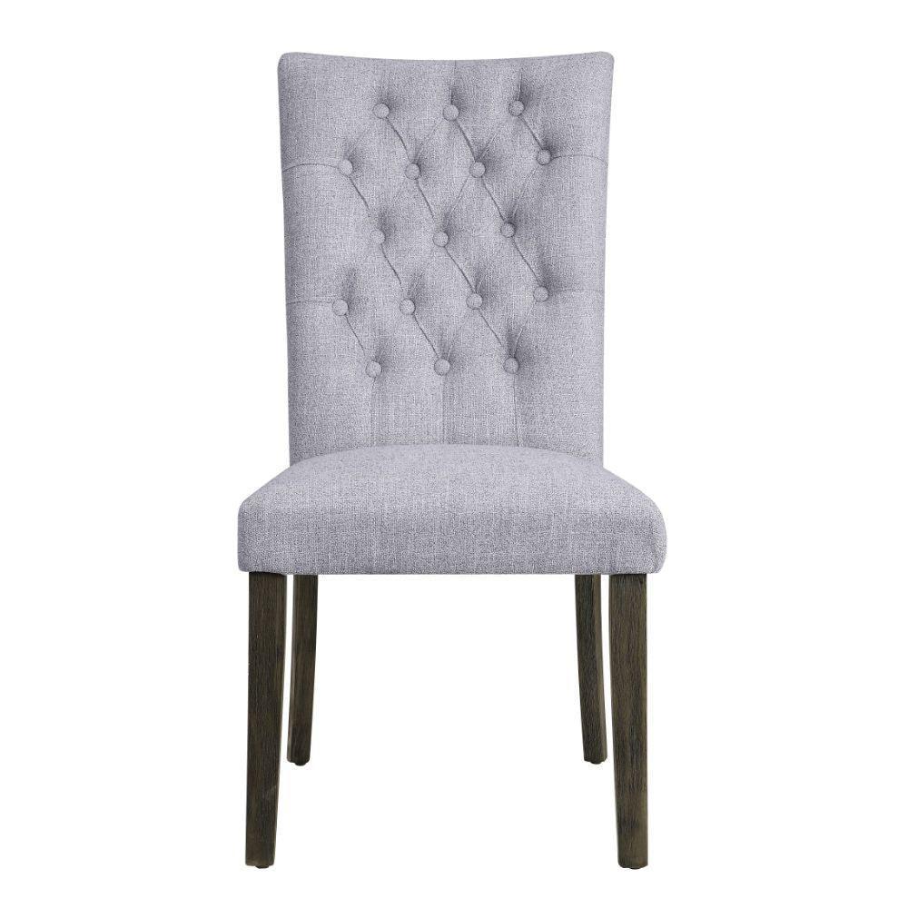ACME Merel Side Chair (Set-2), Gray Linen & Gray Oak FredCo