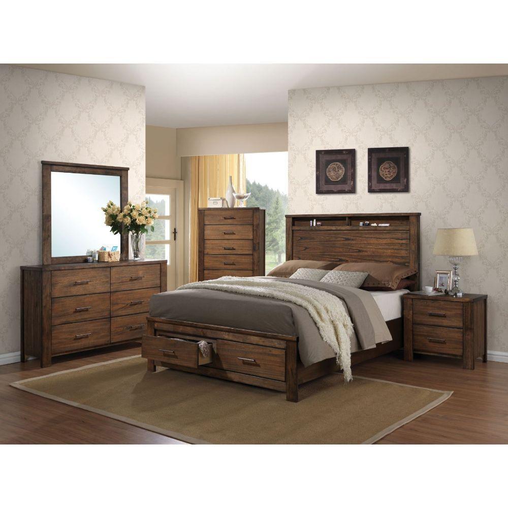ACME Merrilee Queen Bed w/Storage, Oak 21680Q FredCo