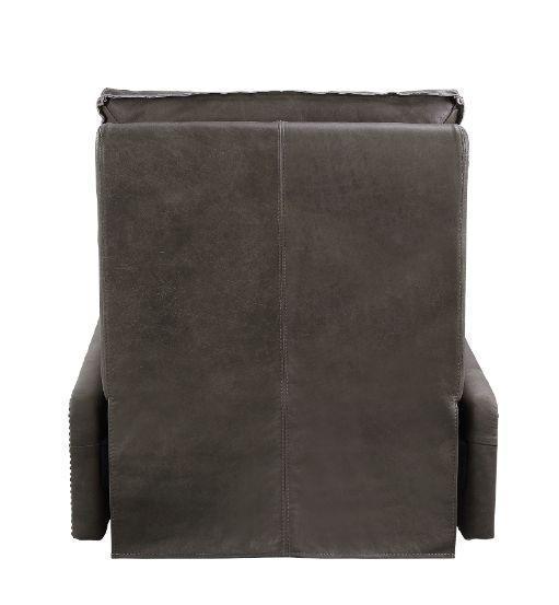ACME Metier Power Motion Recliner, Gray Top Grain Leather & Aluminum FredCo
