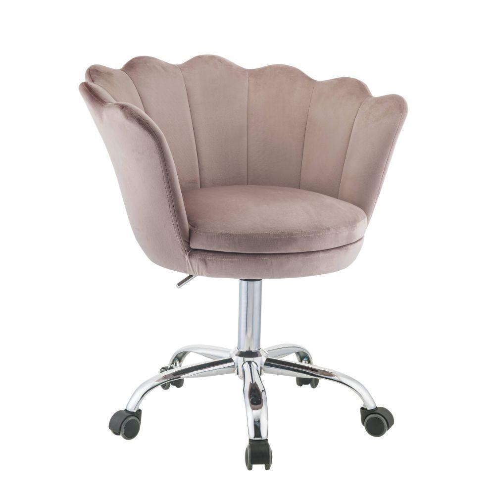 ACME Micco Office Chair, Rose Quartz Velvet & Chrome FredCo